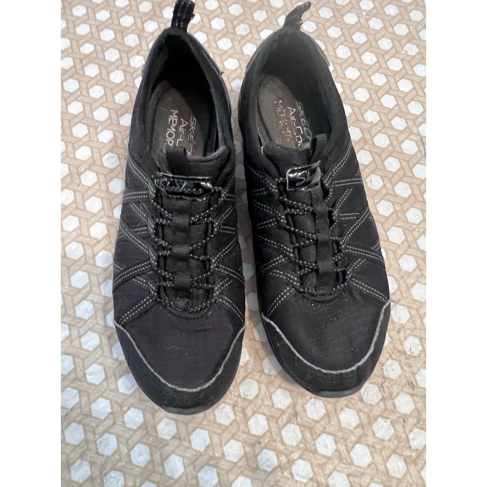 Skechers Womens Air Cooled Memory Foam Relaxed Fit Black Shoes Size 6